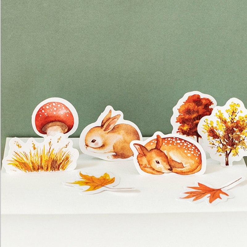 Watercolor Autumn Forest Paper Stickers