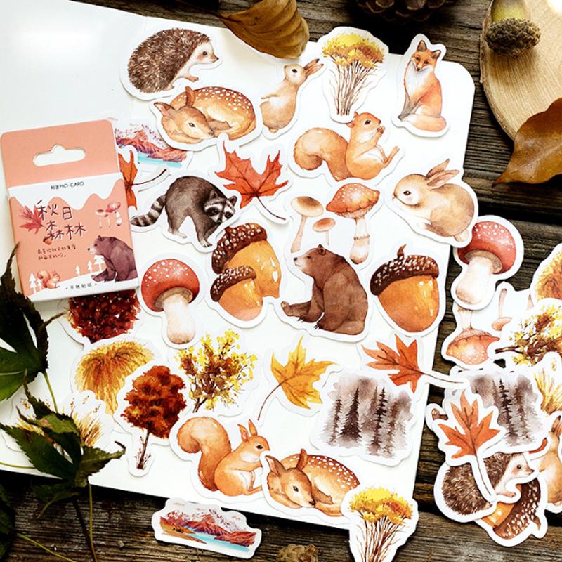 Watercolor Autumn Forest Paper Stickers