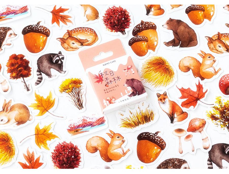 Watercolor Autumn Forest Paper Stickers