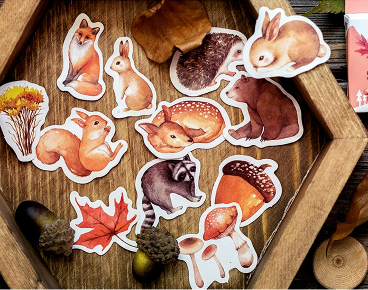Watercolor Autumn Forest Paper Stickers