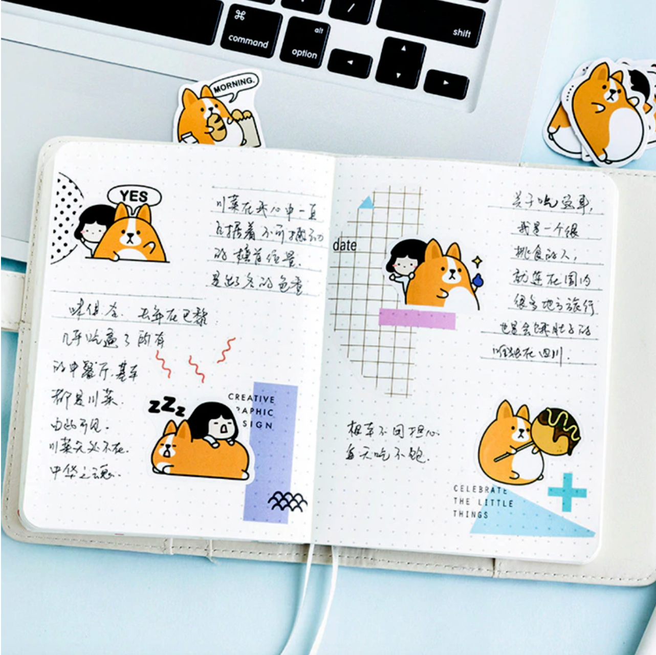 Shiba and Girl Paper Stickers