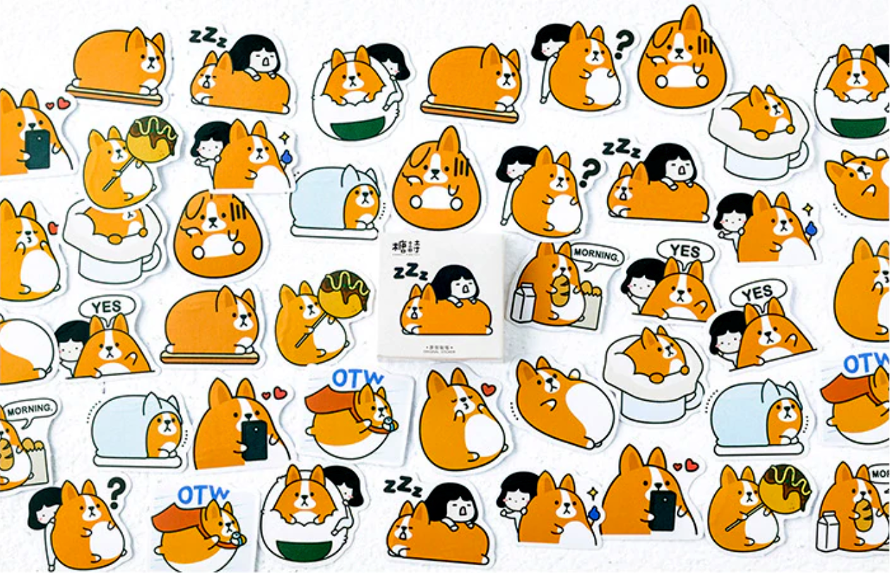 Shiba and Girl Paper Stickers