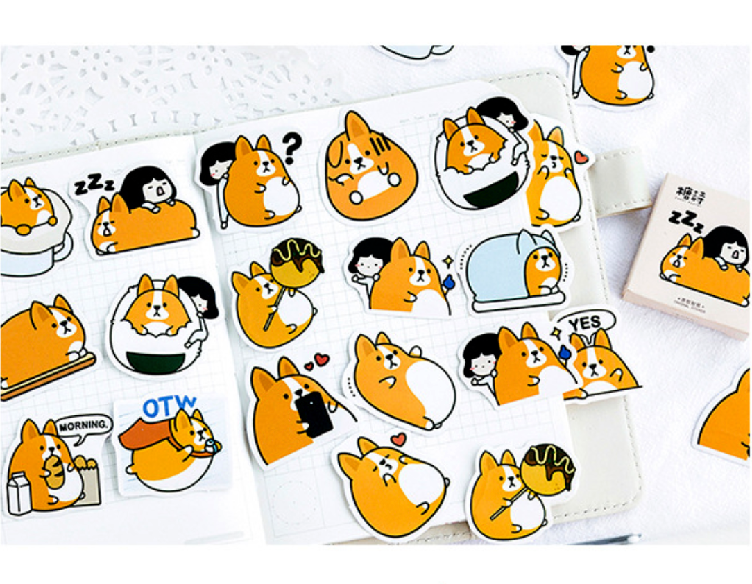 Shiba and Girl Paper Stickers