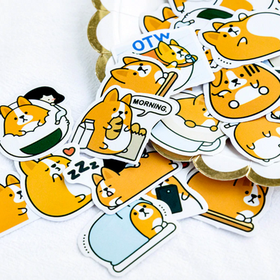Shiba and Girl Paper Stickers