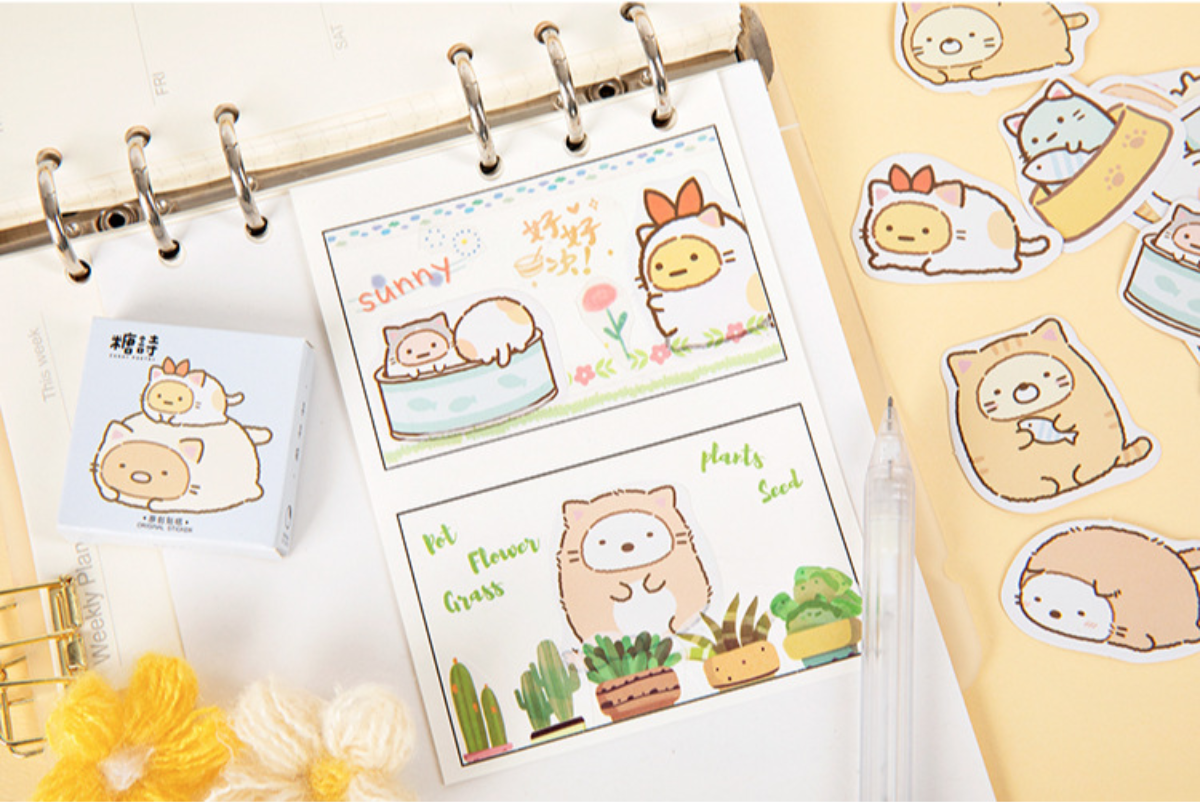 1 cute Sumikko Gurashi sticker food sheet diary DIY kawaii cat korean japan  bujo