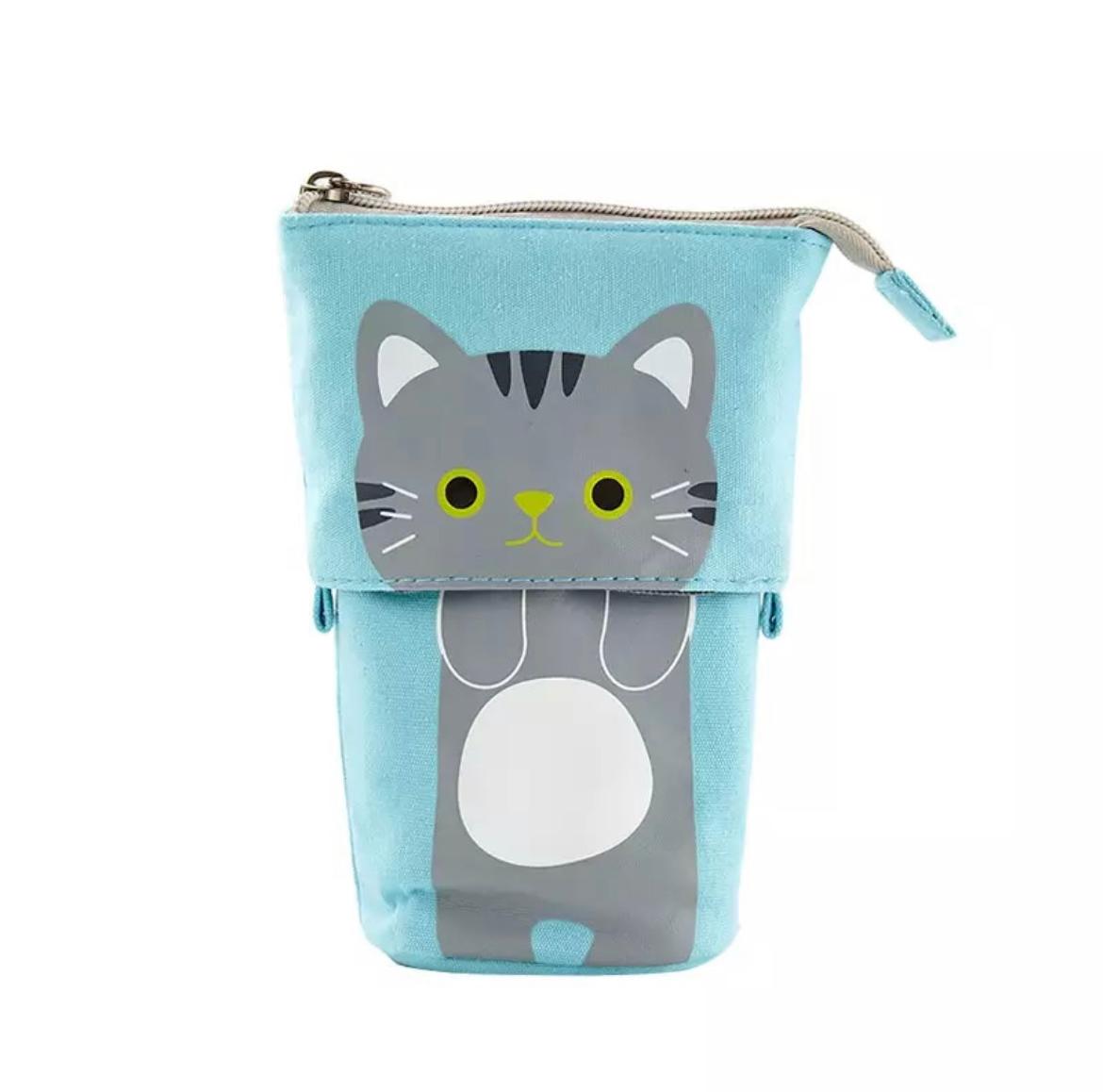 Kawaii Cartoon Cat Canvas Fold Standing Pencil Case