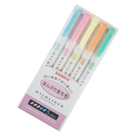 5 Zebra Mildliner Double-Sided Highlighters