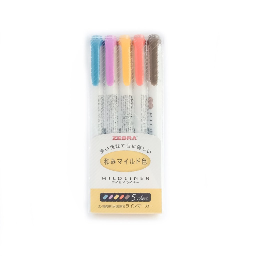 5 Zebra Mildliner Double-Sided Highlighters