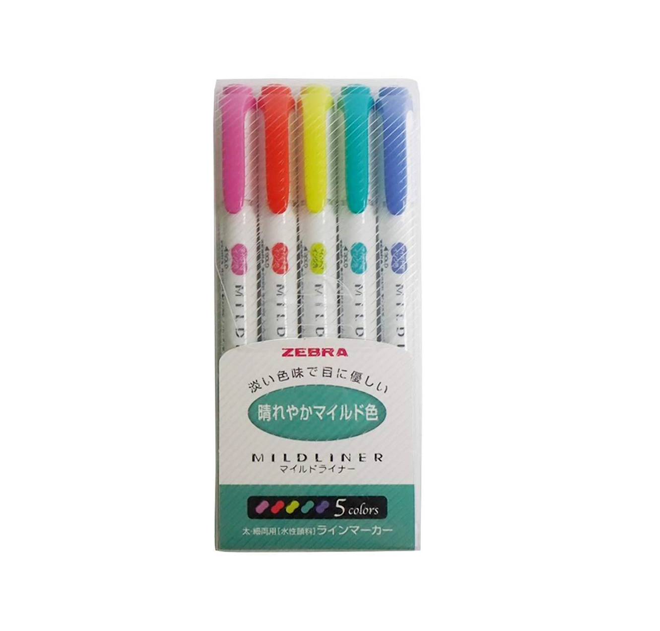 5 Zebra Mildliner Double-Sided Highlighters