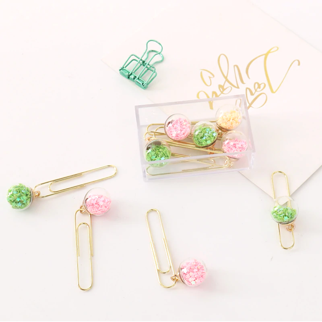 Glass Ball Paper Clips