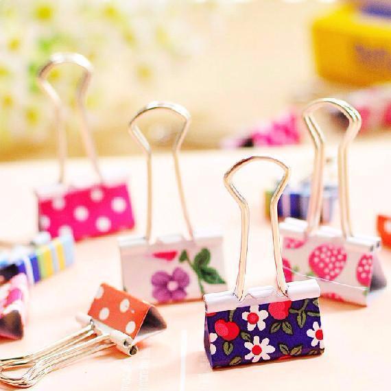 Cute Pattern Metal Binder Clips 24-Pack