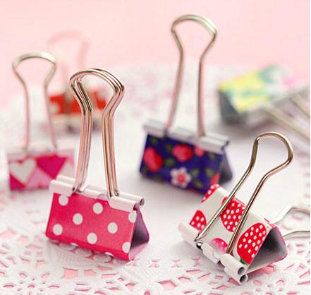 Cute Pattern Metal Binder Clips 24-Pack