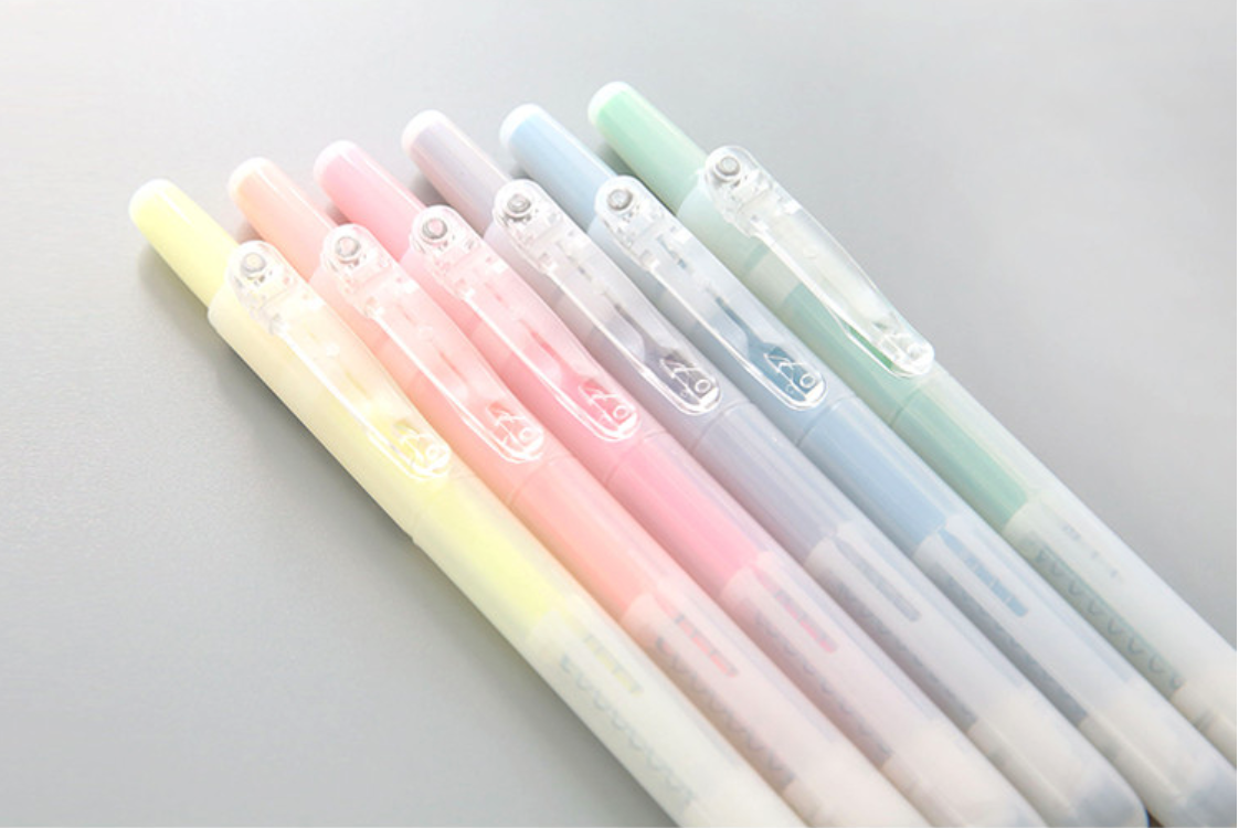 6Pcs/set Retractable Highlighters Refillable Pastel Highlighter