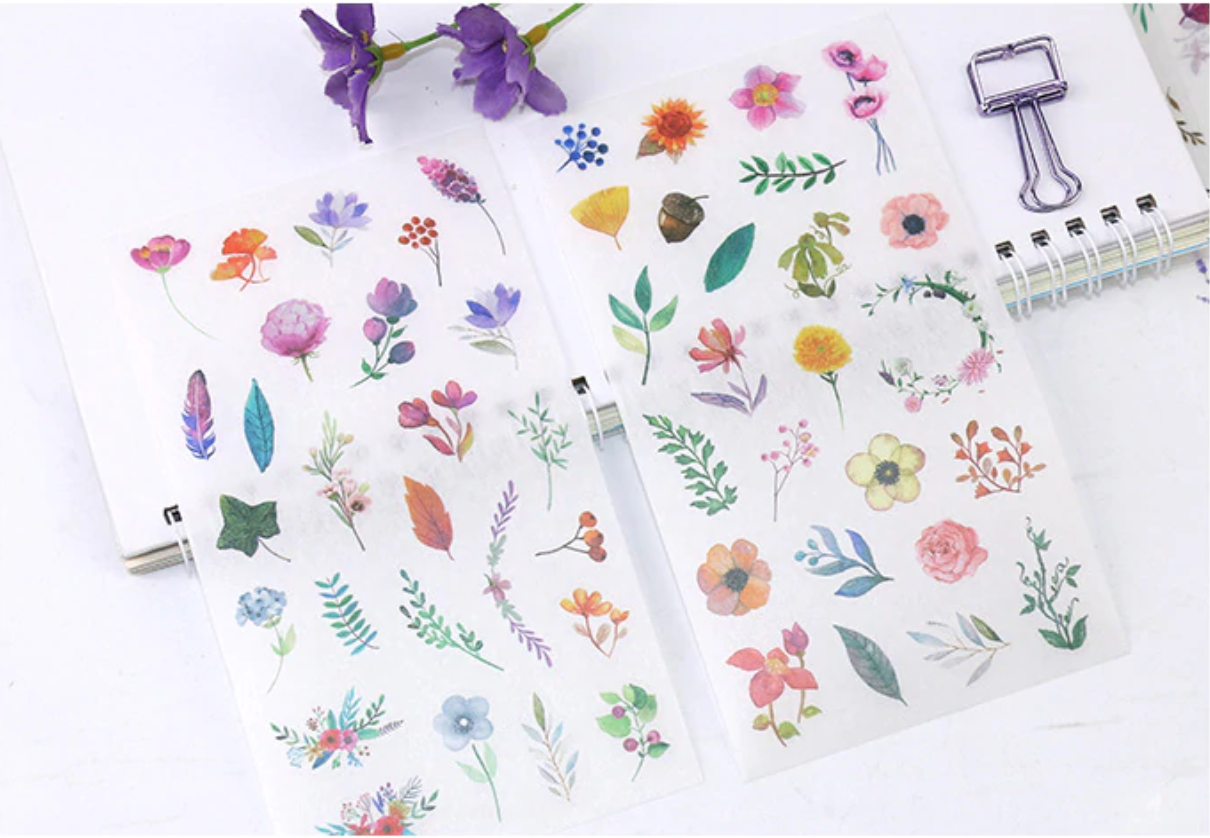 Stationery Stickers Flowers, Flower Stationary Sticker