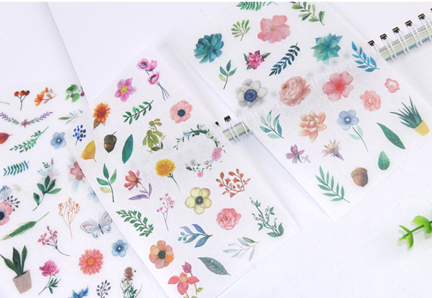 Watercolor Flowers Sticker Set - 6 Sheets - Kawaii Pen Shop - Cutsy World