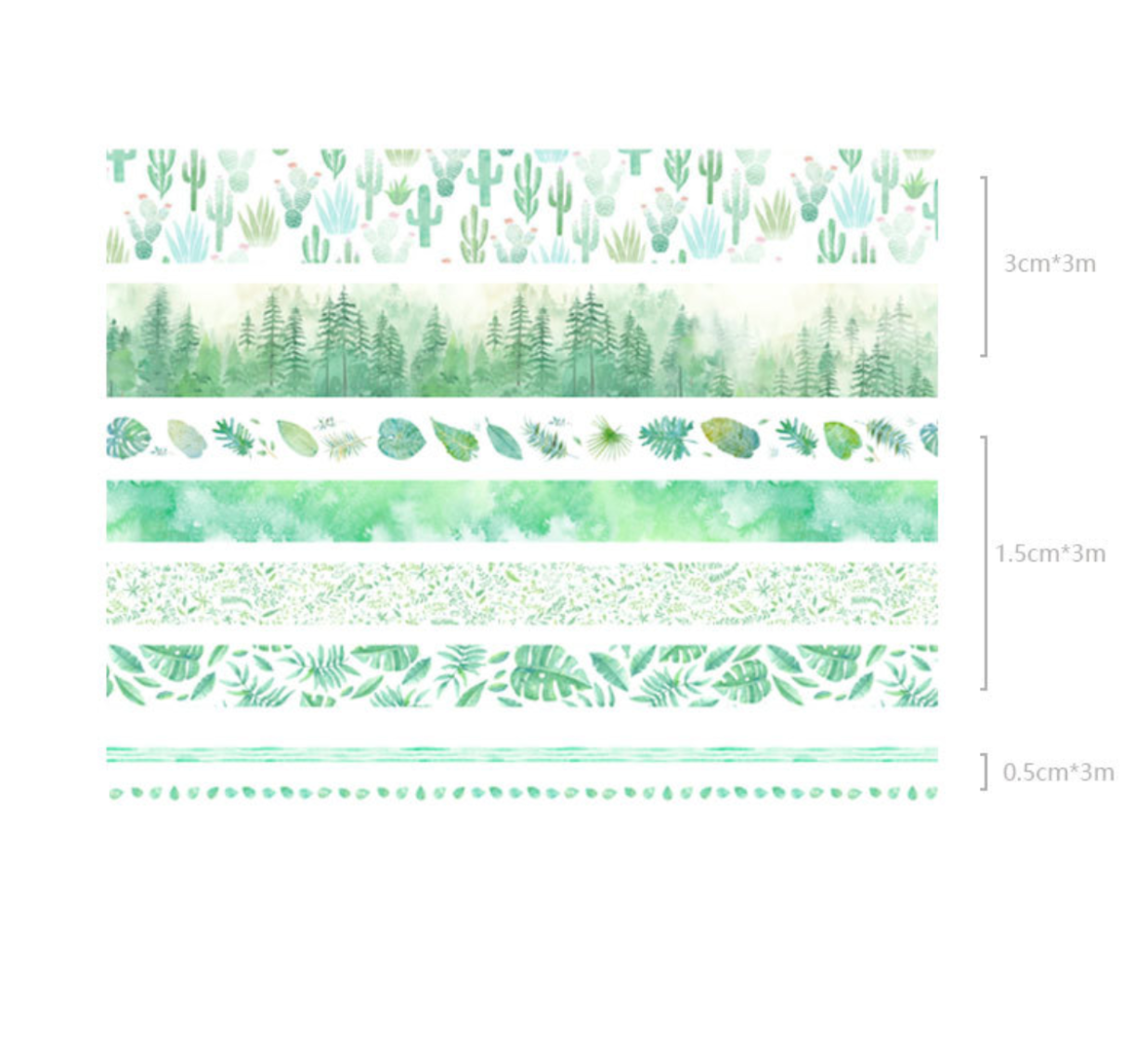 Green Nature Washi Tape Set - Kawaii Pen Shop - Cutsy World