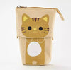 Kawaii Cartoon Cat Canvas Fold Standing Pencil Case