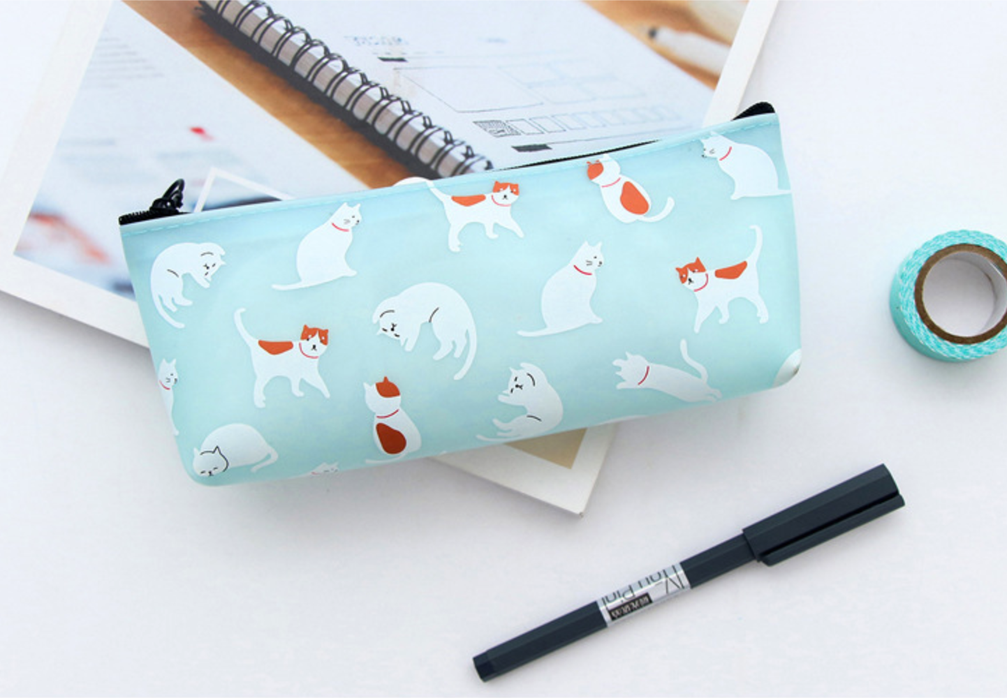 Cat Print Pencil Case