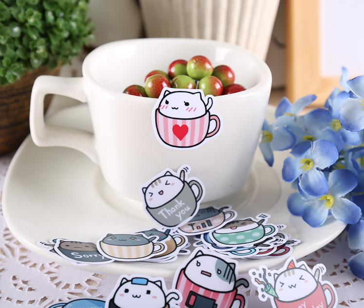 Cat in Cup Stickers