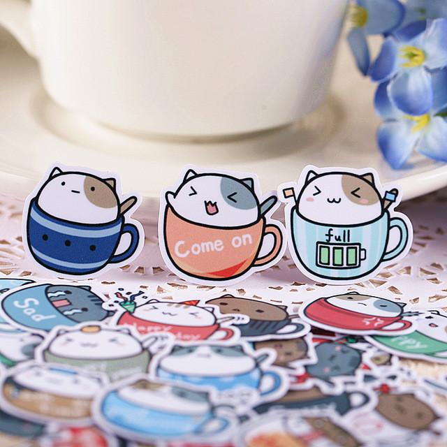 Cat in Cup Stickers