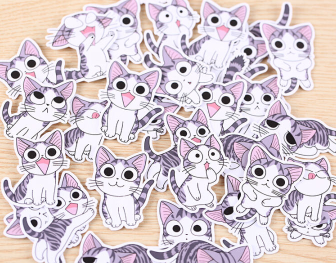 LA PETITES THE PAPER STUDIO STICKERS SILVER OUTLINED CATS MULTICOLOR CATS  71pcs