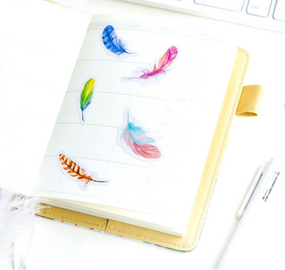 Colorful Feather Paper Stickers