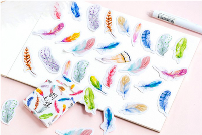 Colorful Feather Paper Stickers