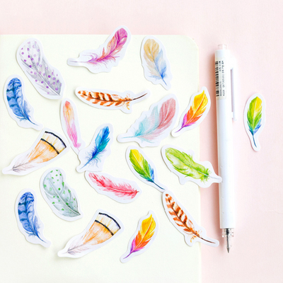 Colorful Feather Paper Stickers