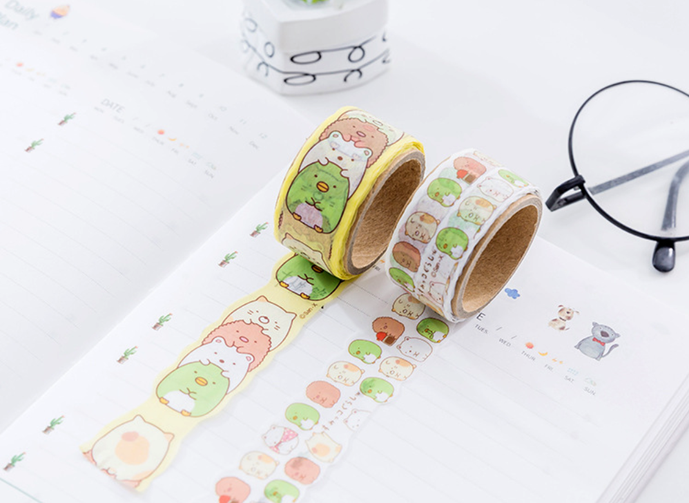 Kawaii Washi Tape Set, Cute Cartoon Print Wide Washi Masking Tape Sticker  Decorative Label for Scrapbook, DIY Crafts, Bullet Journal Supplies, School