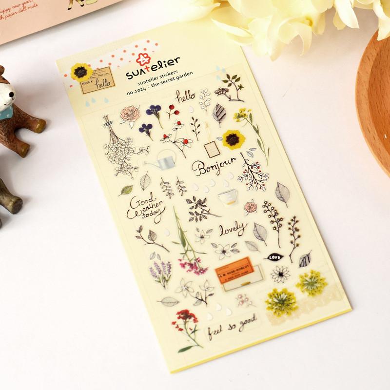 Vintage Flowers Plastic Stickers