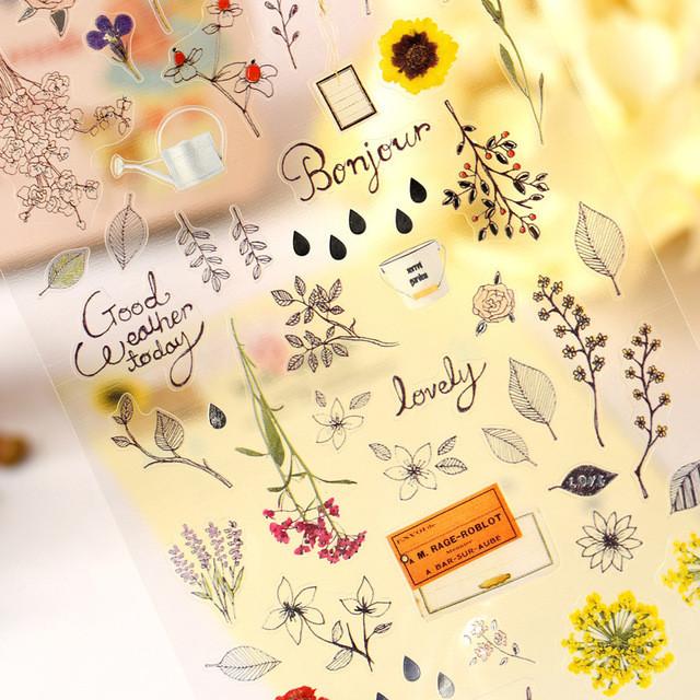 Vintage Flowers Plastic Stickers