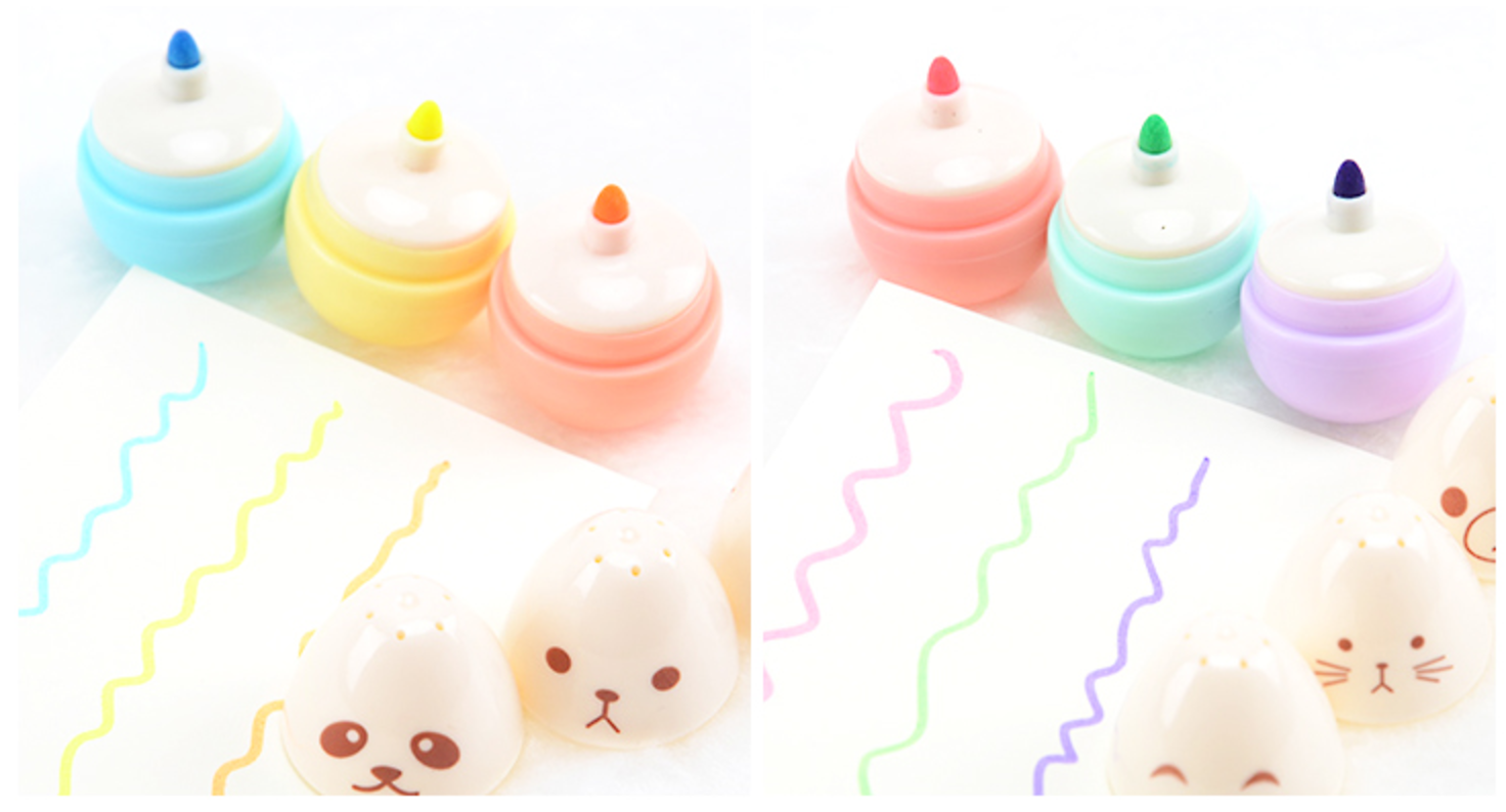 Cute Kawaii Mini Highlighters, 6 Pcs Kawaii Highlighter