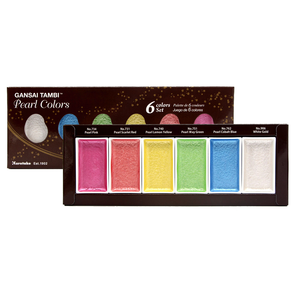 Kuretake Gansai Tambi Pearl Colors - 6 Color Set