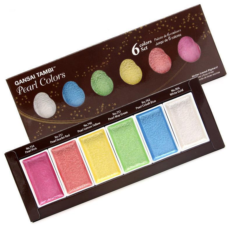 Kuretake Gansai Tambi Pearl Colors - 6 Color Set