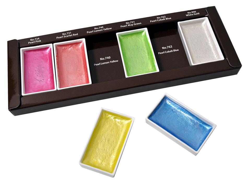 Kuretake Gansai Tambi Pearl Colors - 6 Color Set