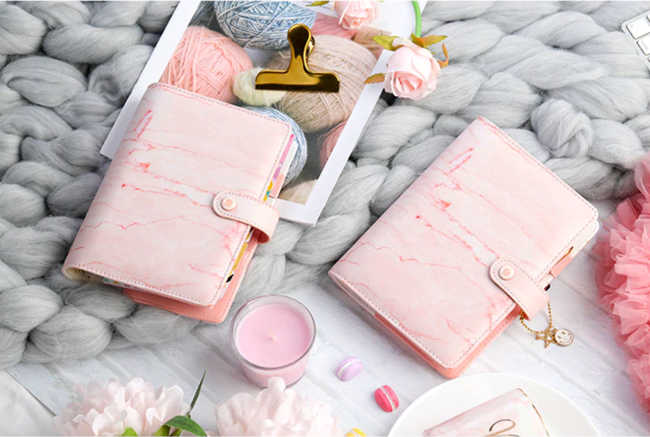 Pink Marble Personal Planner + Accessories