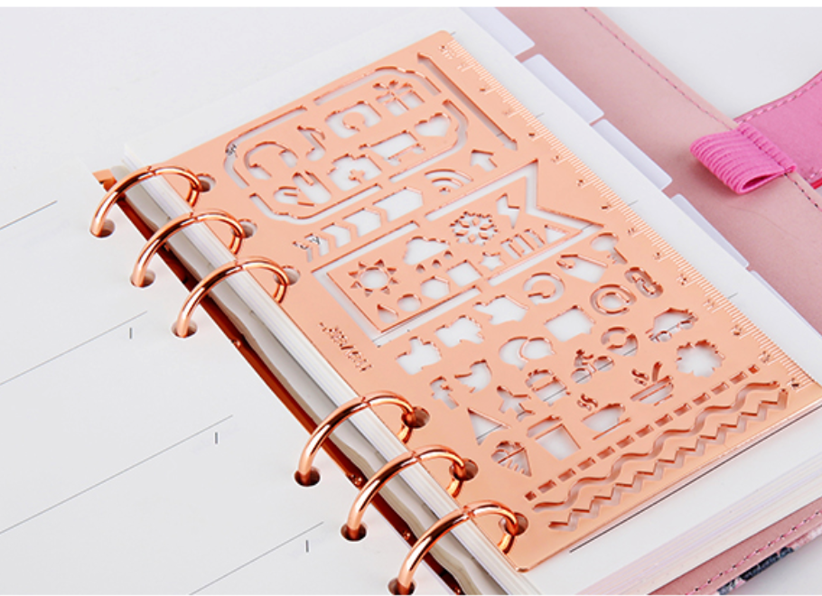 Rose Gold Planner Stencil & Ruler - Kawaii Pen Shop - Cutsy World