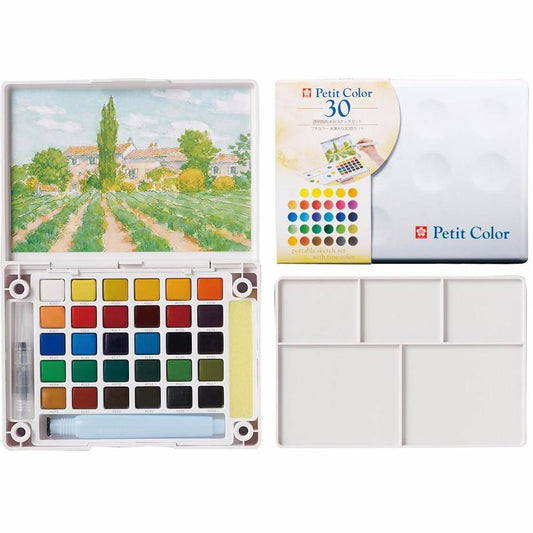 Sakura Petit Color Watercolor Field Sketch Box Set - 30 Color Palette + Water Brush