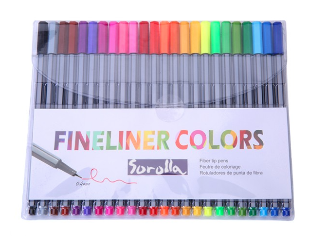 Nylea 24 Pack Fineliner 0.4mm Color Pens Fine Tip for Art Black Color