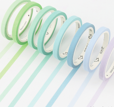 Slim Unicolor Washi Tape (24 Colors)