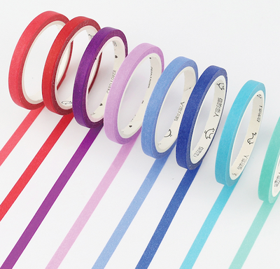 Slim Unicolor Washi Tape (24 Colors)