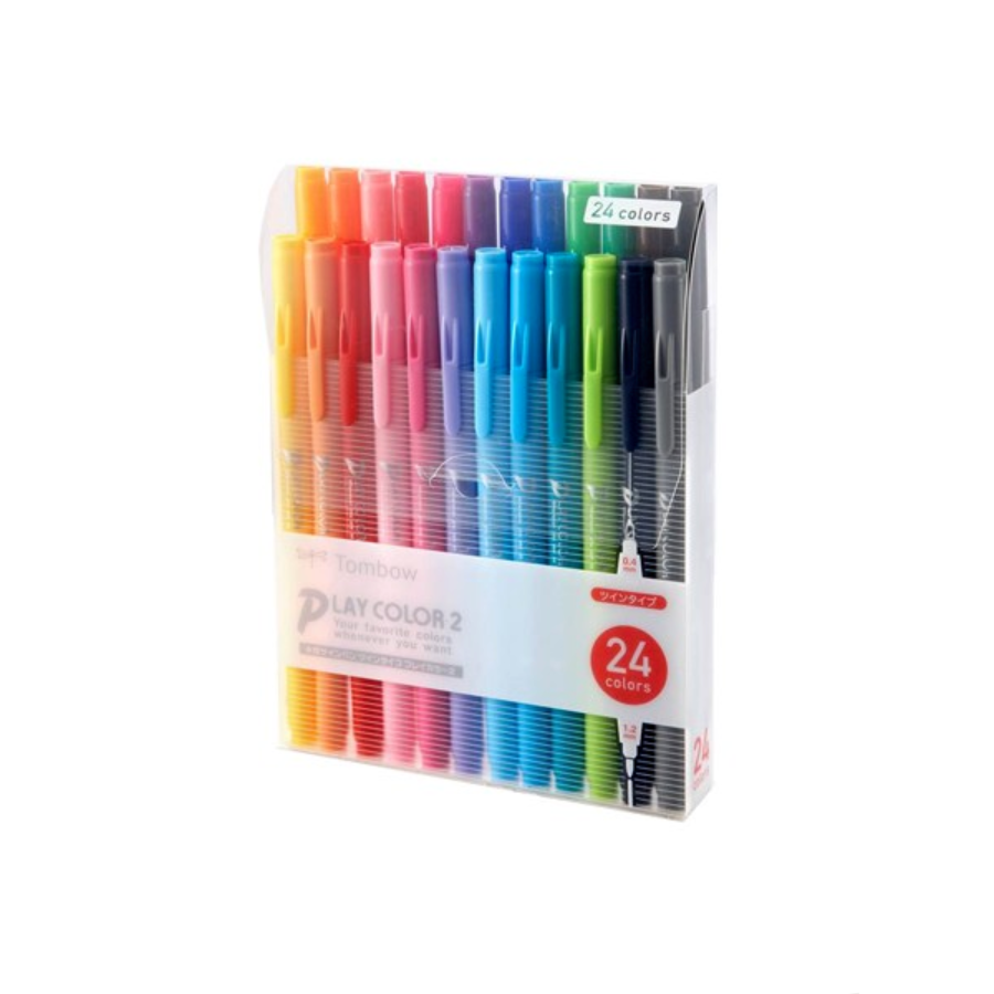 Tombow Play Color 2 Double-Sided Marker - 24 Color Set - Kawaii