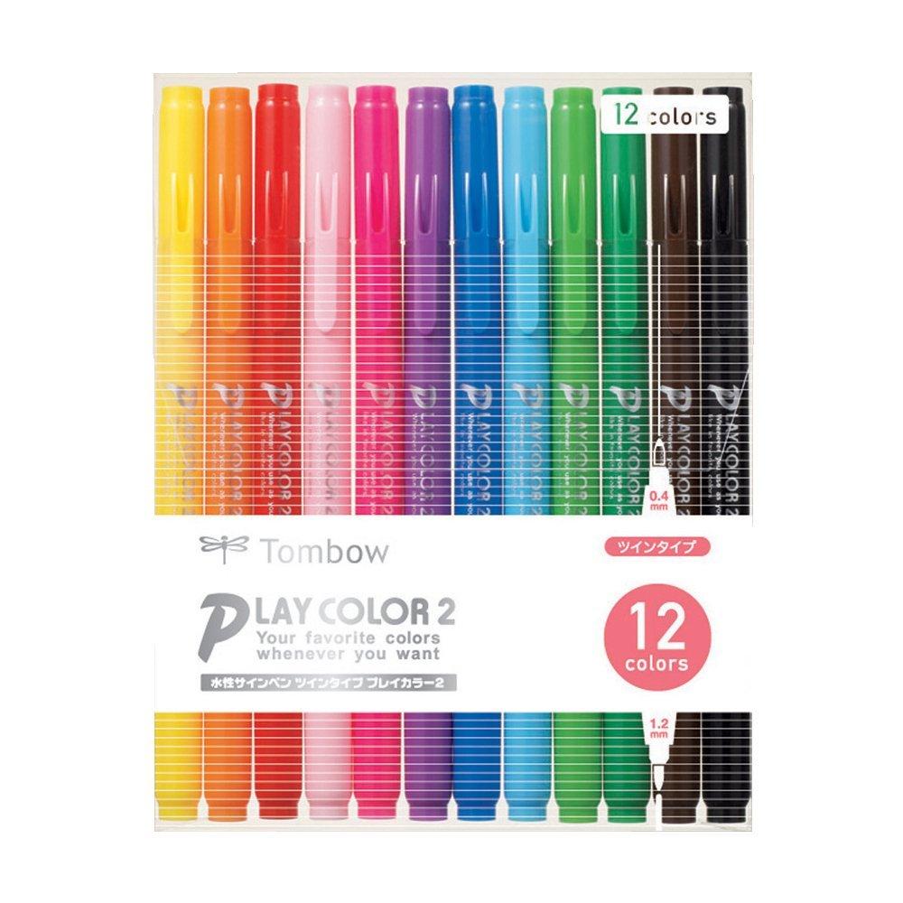Tombow Play Color 2 Double-Sided Marker - 12 Color Set - Kawaii