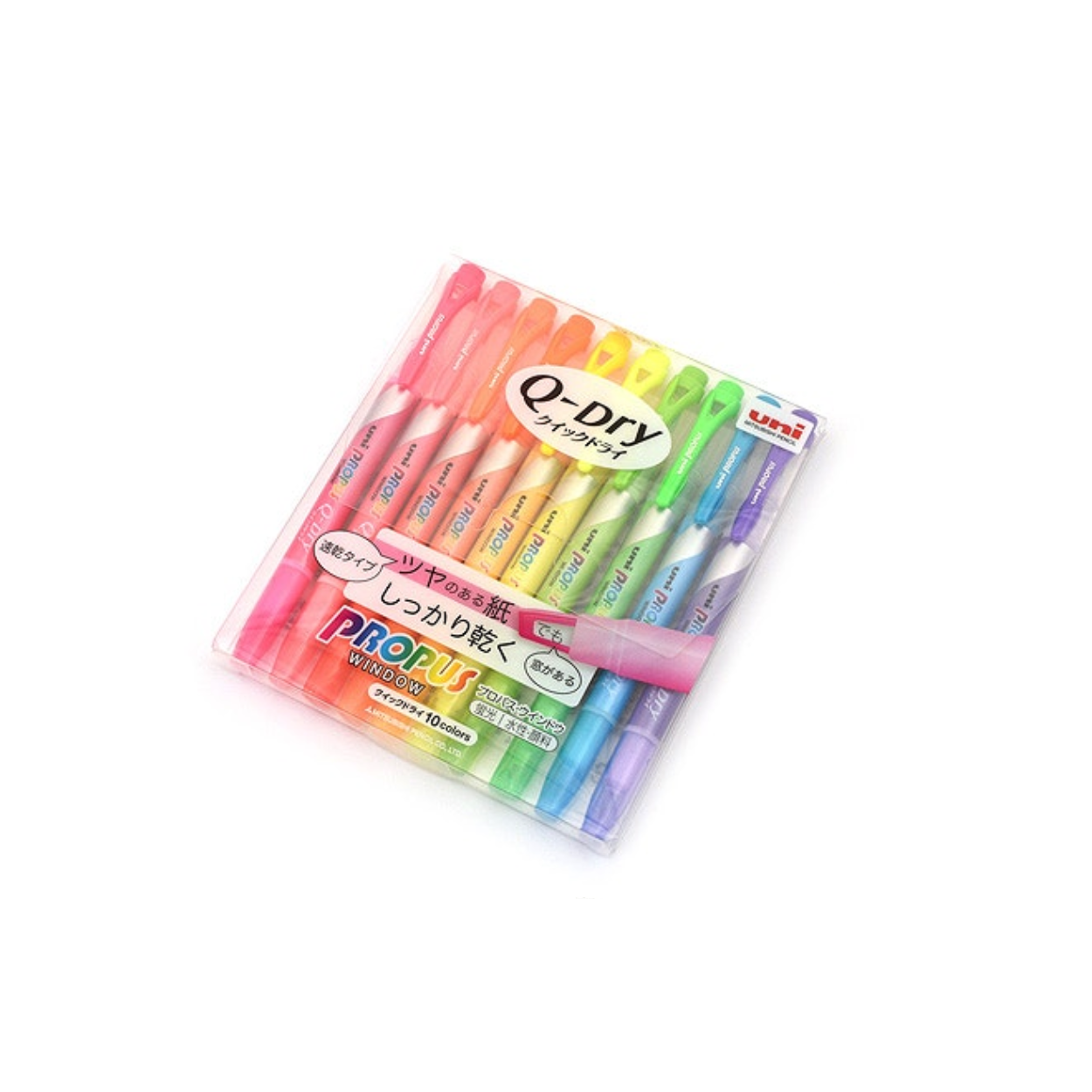 Uni Propus Q-Dry Window Highlighter: 10 Color Set