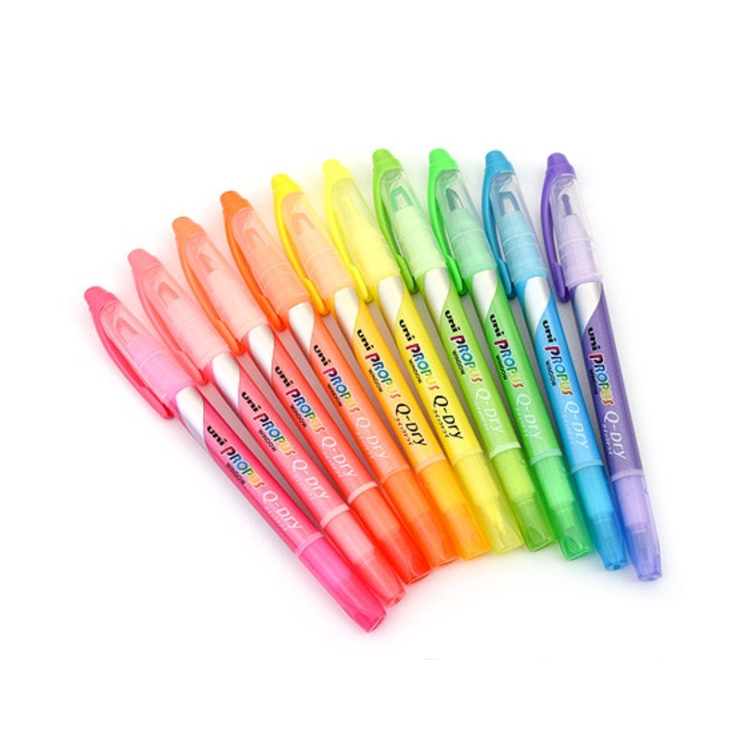 Uni Propus Q-Dry Window Highlighter: 10 Color Set