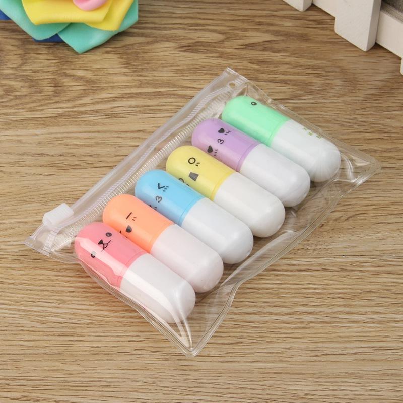 6 Pc Cute Happy Pill Mini Highlighter Set – MyKawaiiCrate