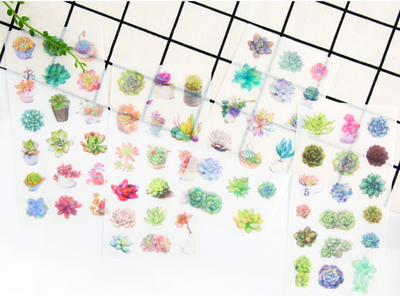 Watercolor Succulent Plant Stickers 6-Pack