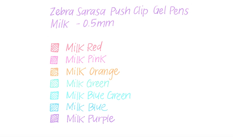 Japanese Sarasa Milk Color Gel Pen Set