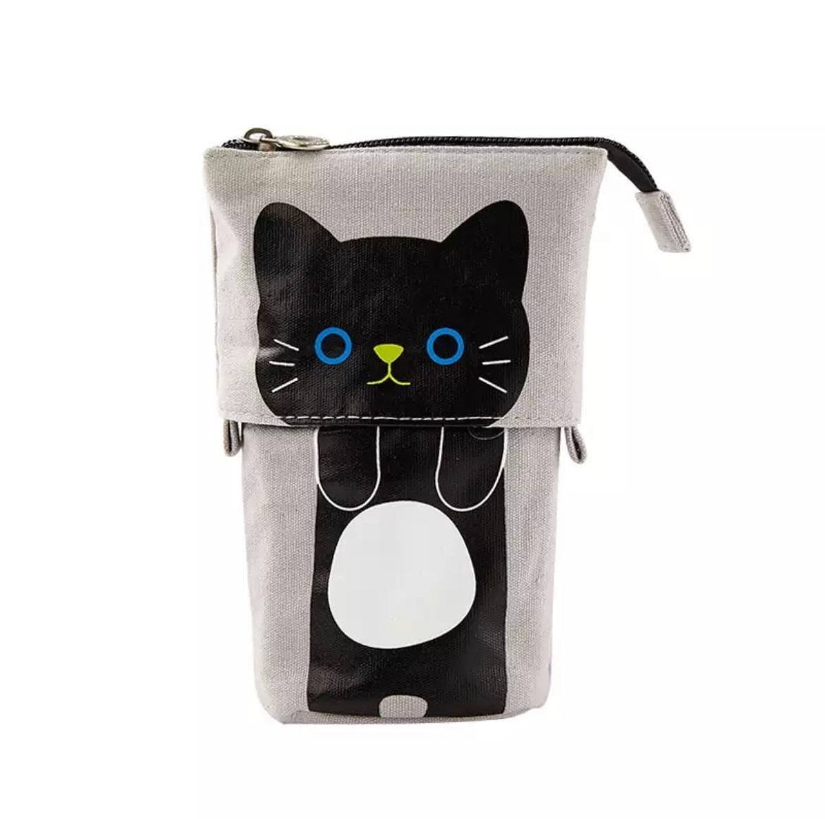 Kawaii Cartoon Cat Canvas Fold Standing Pencil Case