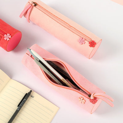 Sakura Solid Color Cylinder Pencil Case